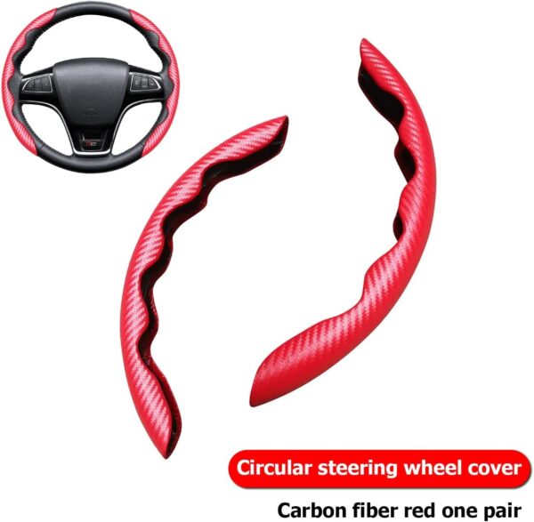 Car Steering Wheel Cover, Universal Microfiber Leather Auto Steering Wheel Protector, Anti-Slip Steering Wheel Vehicle Interior Accessories for Cars, SUVs, Trucks and Vans (Red) - Image 3
