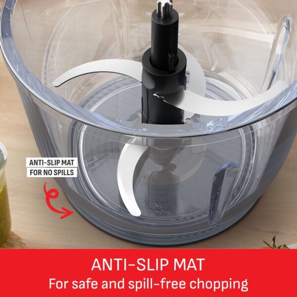 Tefal XXL Electric Chopper, 2L Durable Heat Resistant Glass Bowl, Storage Lid, 4 Stainless Steel Blades, 2 Speeds, Food Processor, Dips, Hummus, Fruit & Vegetable - Image 9