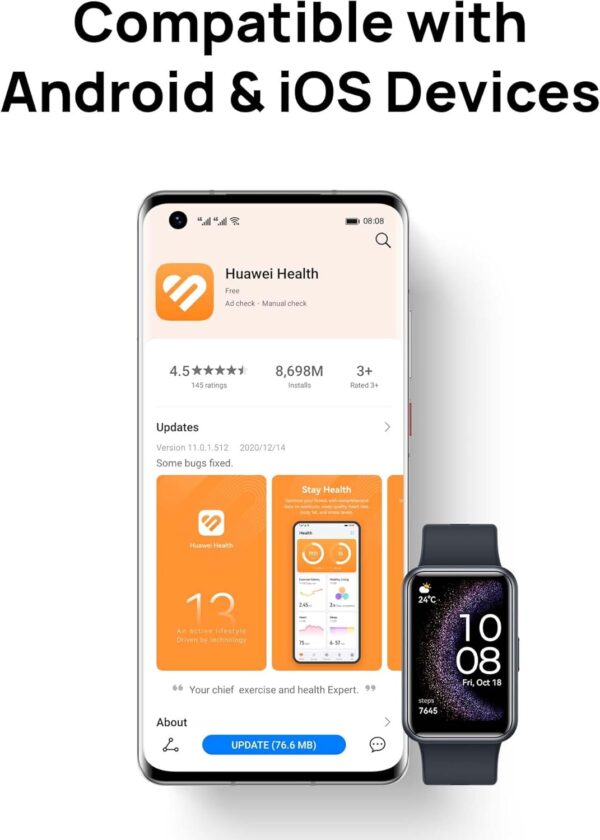 HUAWEI WATCH FIT SE Smartwatch for men women, iOS & Android, Up to 9 Days Battery Life- Fitness Tracker AMOLED Screen - Activity Tracker - Health Monitor & Sports Tracker- Pink - Image 8