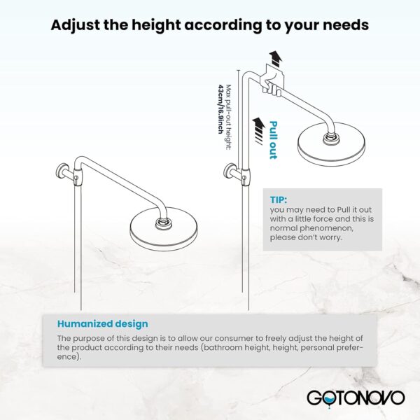 gotonovo Bathroom Shower Faucet Rain Mixer 8 Inch Round Shower Head Double Cross Handle with Tub Spout Wall Mount Bathroom Shower Fixtures 3 Function Metal Handheld Sprayer Matte Black - Image 5