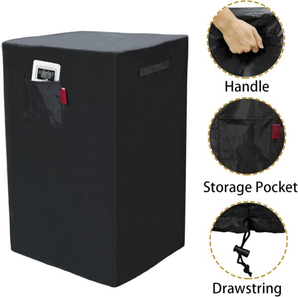 2 Pieces Indoor Portable Air Conditioner Cover, AC Unit Dustproof Storage Protection Cover for Mobile AC. Fits SereneLife 10000 BTU (SLPAC10) etc 20.8"Lx17.7"Wx35"H Black - Image 4