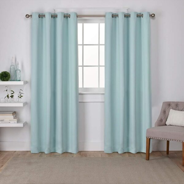 Exclusive Home Curtains Sateen Woven Blackout Grommet Top Panel Pair, Seafoam, 52x84, 2 Piece - Image 2