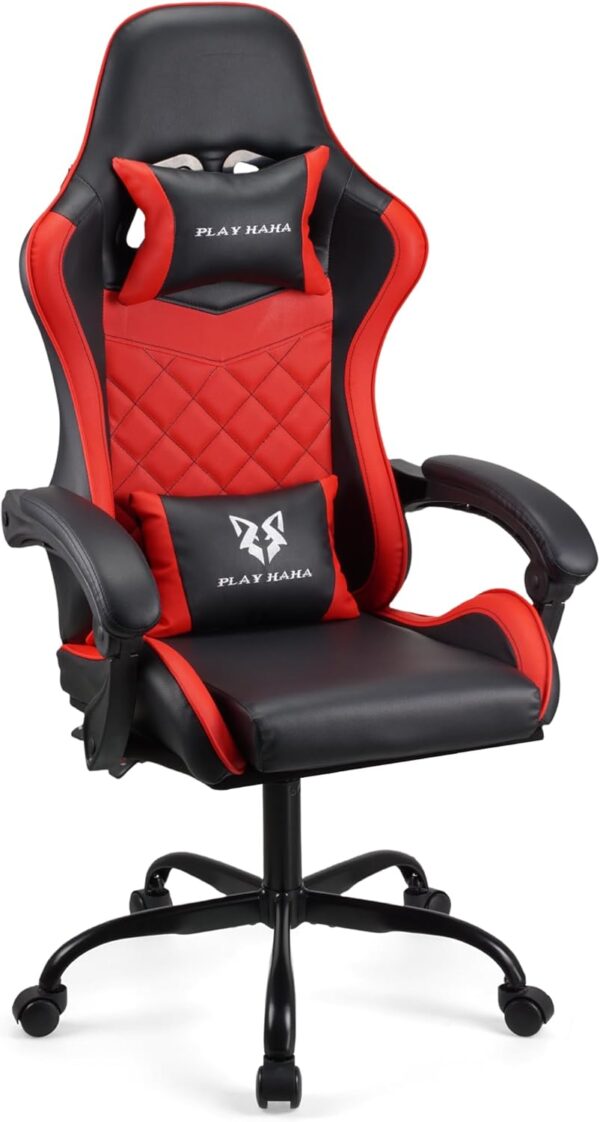 Gaming chair Office chair Swivel chair Computer chair Work chair Desk chair Ergonomic Chair Racing chair Leather chair Video game chairs (Red,lumbar pad) - Image 2
