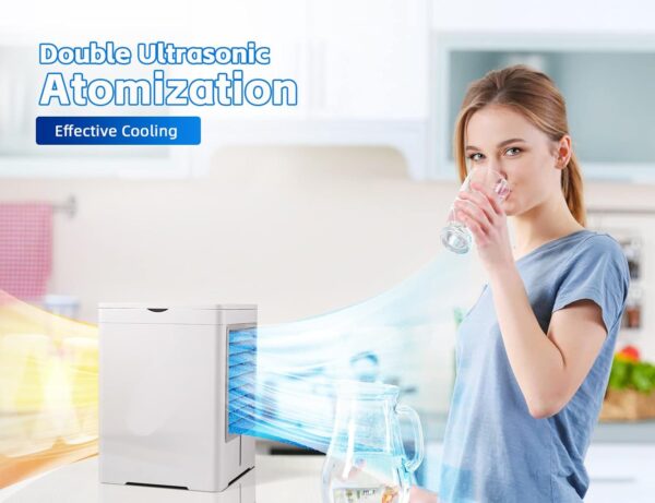 Portable Air Conditioners Fan, Evaporative Air Cooler with 3 Wind Speeds 3 Timers Touch Screen Small Desktop Cooling Fan, Personal Mini Air Cooler for Home Room Camping Car Office - Image 5