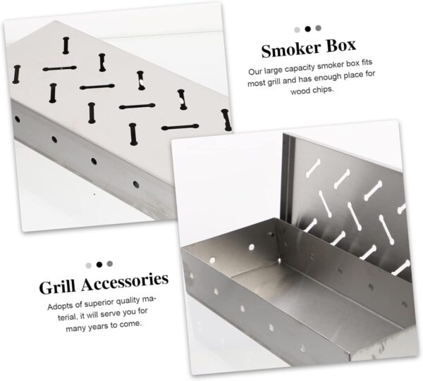 VANZACK Grill Outdoor Smoking Barbecue Accessory Barbecue Smoker Box Large Capacity Grill Smoker Box Wood Chips for Bbq - Image 3