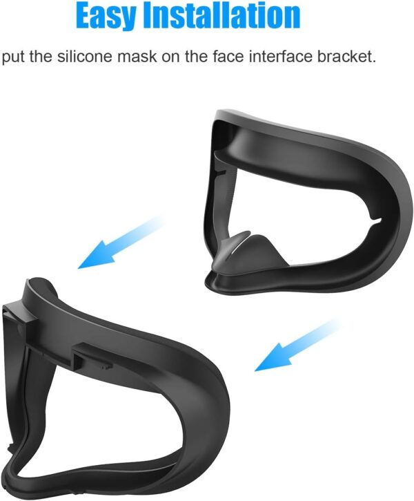 AMVR VR Silicone Face Cover for Quest 2 Headset, Sweatproof Waterproof Anti-Dirty Replacement Facial Cushion VR Pads Accessories (Black) - Image 3