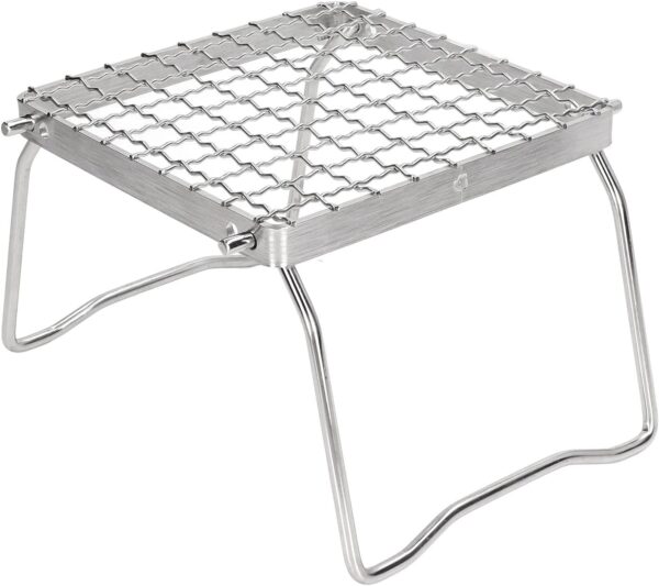 Serlium Portable Campfire Grill, Mini Folding Stainless Steel Camping Grill for Outdoor, Silver - Image 9