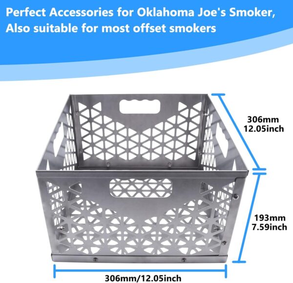12 Inch Charcoal Firebox Basket for Oklahoma Joe Offset Smoker, Grill Accessories for Long and Efficient Smoking, 12" x 12" x 7.5 "Fire Basket for Oklahoma Joes Highland (Stainless Steel) - Image 3