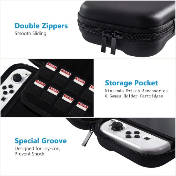Teyomi Carrying Case Compatible with Nintendo Switch OLED Model 2021, Nintendo Switch Accessory Bundle with Case, Protective Film, Transparent Case for Nintendo Switch OLED, Case for Joy-Con Handle - Image 5