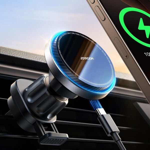 JOYROOM for Magsafe Car Mount Charger [15W Fastest Charging and Cooling Fan] Magnetic Wireless Car Charger for Air Vent, Magsafe Car Phone Holder compatible with iPhone 15/14/13/12 Series - Image 2