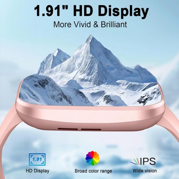 Smart Watch, 2025 HD 1.91" Smartwatch for Men Women with Answer/Make Calls, Heart Rate/Sleep Monitor, 112+ Sports Step Counter, IP68 Waterproof Activity Fitness Trackers for Android iOS Phone, Pink - Image 6
