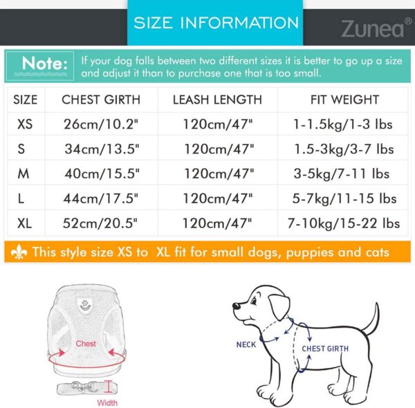 Zunea Small Dog Harness and Lead Set No Pull Puppy Vest Harnesses Adjustable Reflective Soft Mesh Step-in Pet Cat Harness Escape Proof for Walking, Bright Colors for Dogs Girl Boy Pink S - Image 7