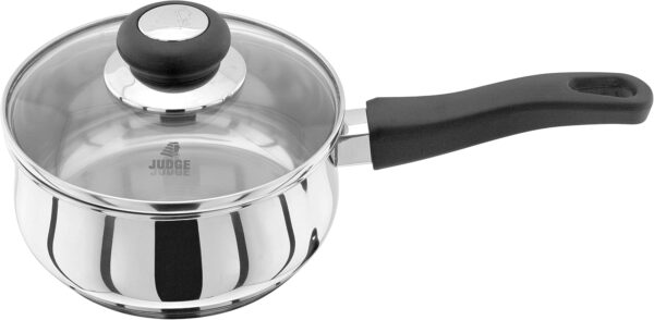 Judge Vista Stainless Steel Set of Pans, 3-Piece Set, 14cm,16cm &18cm Saucepans, Classic Curved Shape, Vented Glass Lids, Induction Ready, Oven Safe, 25 Year Guarantee - Image 7