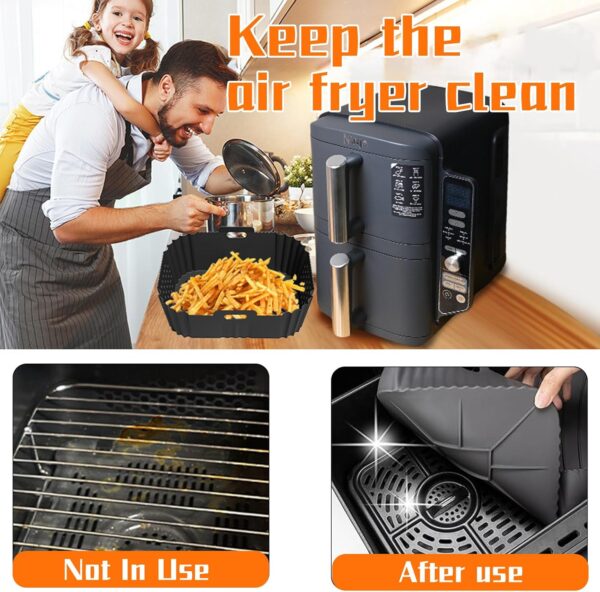 Ziyero Air Fryer Silicone Liner for Ninja Double Stack XL 9.5L SL400UK, Perforated Air Fryer Liners Reusable, Air Fryer Accessories for Ninja Double Stack Vertical Dual Drawer Airfryer (2 PCS) - Image 8