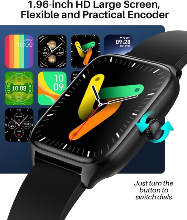 2024 Smart Watch with Bluetooth Call for Men Women, Activity Fitness Tracker with 1.96" HD Touch Screen, Blood Pressure Blood Oxygen Heart Rate Sleep Monitor Pedometer for Android iPhone - Image 5