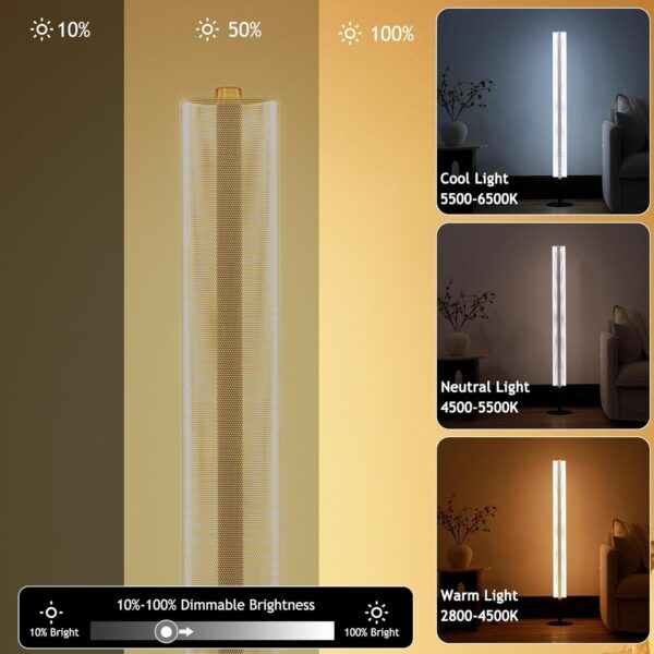 NUÜR LED Floor Lamp – Dimmable Cylindrical Frosted Standing Lamp with Remote Control, Adjustable Colors & Brightness, Industrial Lighting for Living Room, Bedroom & Office - Image 5