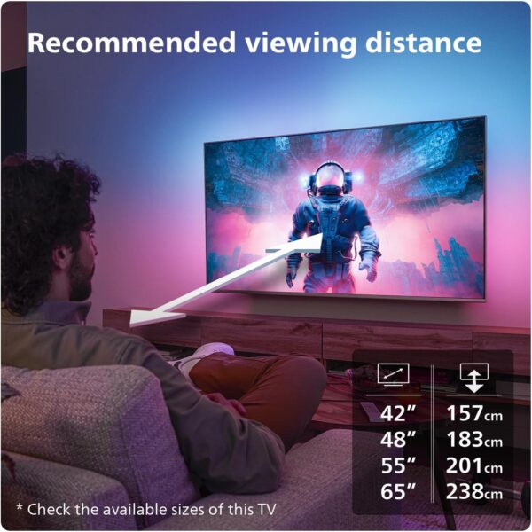 Philips Ambilight 48OLED809 4K OLED Smart TV - 48 Inch Display with P5 AI Perfect Picture Engine, Ultra HD Google TV, Dolby Vision and Atmos Sound, Works with Alexa and Google Voice Assistant - Image 4