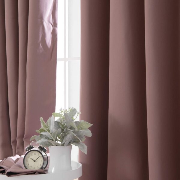 Best Home Fashion Thermal Insulated Blackout Curtains - Stainless Steel Nickel Grommet Top - Mauve - 52" W x 84" L - (Set of 2 Panels) - Image 4