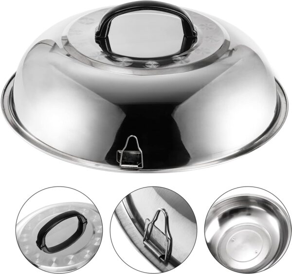 ZEAYEA 12 Inch Basting Cover and Grill Press Kit, BBQ Stainless Steel Griddle Accessories Kit for Hamburger Bacon Steak, Round Flat Top Griddle Cast Iron Grill Cooking Indoor or Outdoor Camping - Image 6