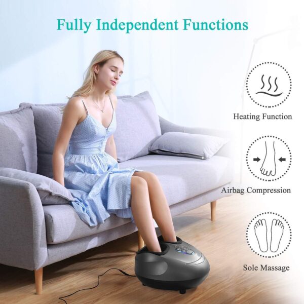 Foot Massager Machine - Shiatsu Electric Heat Kneading Massage with Rolling & Air Compression for Home & Office - Men & Women - Image 4