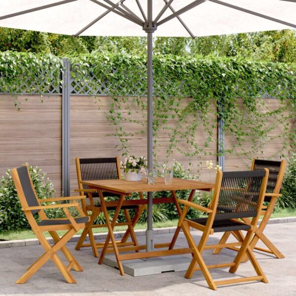 NQJIBUE Item-5 Piece Garden Dining Set Black Polypropylene and Solid Wood,Outdoor Outdoor Furniture Sets - Image 2