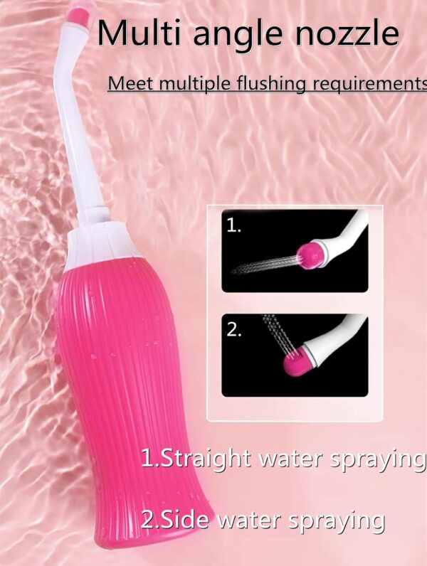 Latawon Portable Bidet Spray Handheld,450ML Water Capacity with 2pcsAngled Nozzle,Personal Bidet Sprayer for Ass Washing,Personal Hygiene Bathroom Aid,Pregnant Cleansing, Postpartum Clean, Pink - Image 6