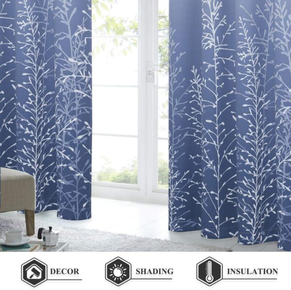 RYB HOME Blackout Curtains for Bedroom - Omber Curtains for Living Room Sunlight Block Noise Reduce Energy Efficiency Room Darkening Curtains Summer Window Decor, White and Navy, 52 x 84 inch, 2 Pcs - Image 5