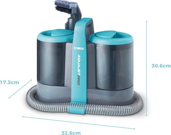 Tower T548007 AquajetPro Spot Cleaner with Window Cleaning Attachment & Extension Pole, 1.5L Clean Water Tank, 0.8L Dirty Water Tank, 450W, Blue - Image 7