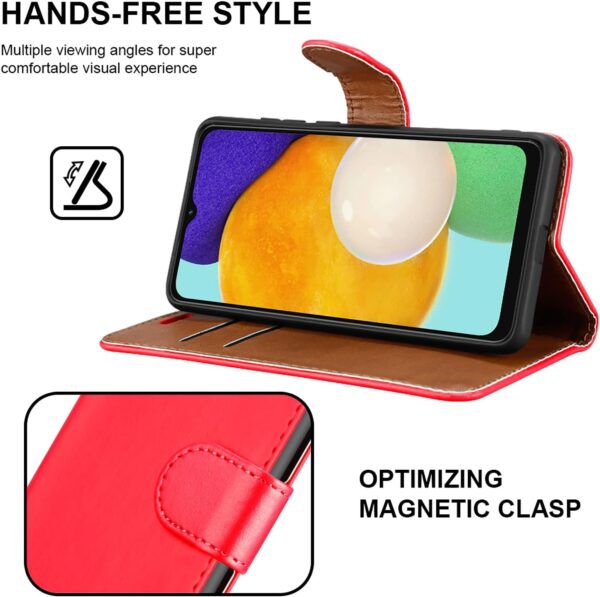 iCatchy for Samsung Galaxy A14 5G / A14 4G Case Leather Wallet Book Flip Folio Stand View Cover with Card Slots and Kickstand for Samsung Galaxy A14 Phone Cover (Red) - Image 8