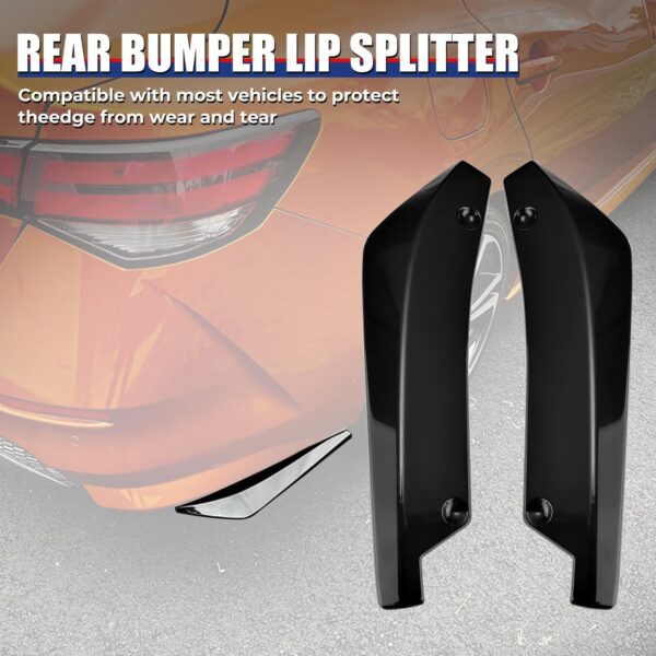 Rear Bumper Lip Splitter, Universal Car Modified Rear Bumper Canard，Diffuser Spoiler Lip Splitter Fins Protector, 1 Pair（Glossy Black） - Image 3