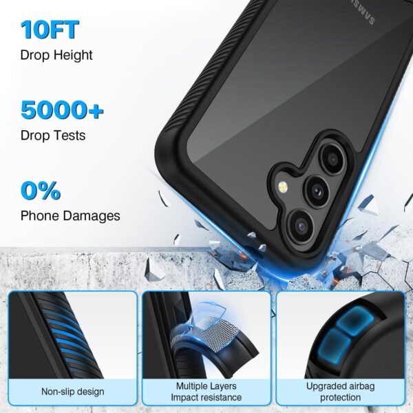 CENHUFO for Samsung Galaxy S24 Plus Case Built-in Screen Protector, Military Grade Shockproof Clear Cover 360°Full Body Protective Rugged Bumper Phone Case for Samsung S24 Plus 5G 6.7 Inch -Black - Image 5