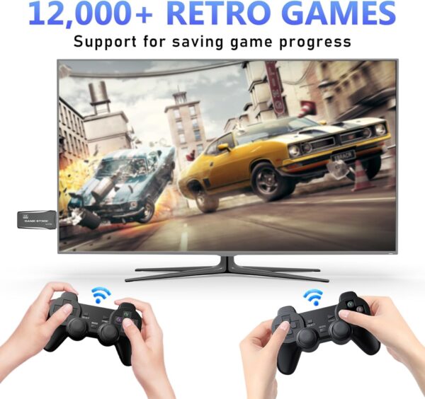 Kinhank Retro Game Stick, Super Console S2, Retro Games Console, Plug and Play, Built in 12000+ Games, 9 Classic Emulators, with 2 Wireless Controllers, 64GB - Image 4