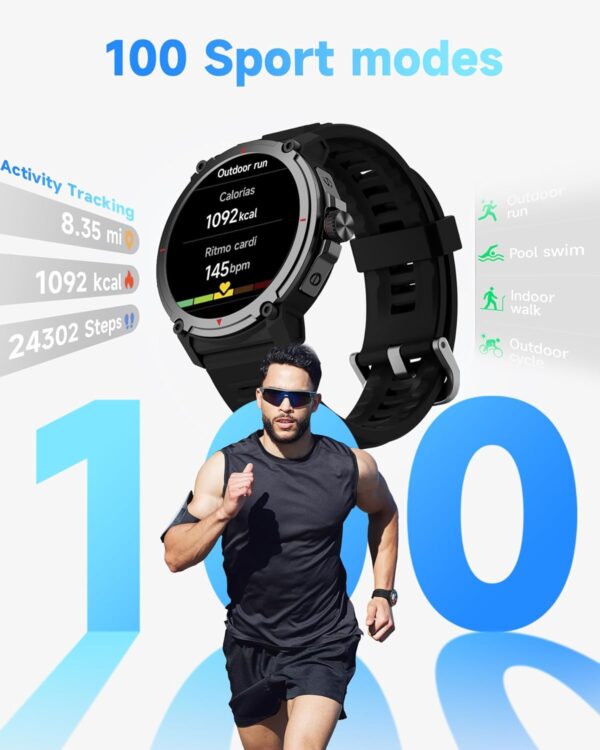 Smart Watch for Men Alexa Built-in, 46mm fitness watch, Answer/Make Calls, Heart Rate/Sleep/100 Sports/20m Waterproof, Smartwatch Compatible Android iOS - Image 5