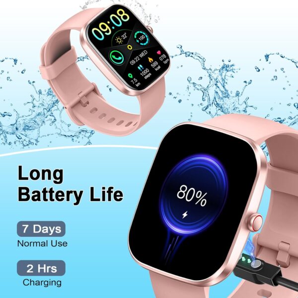 Smart Watch, 2025 HD 1.91" Smartwatch for Men Women with Answer/Make Calls, Heart Rate/Sleep Monitor, 112+ Sports Step Counter, IP68 Waterproof Activity Fitness Trackers for Android iOS Phone, Pink - Image 8