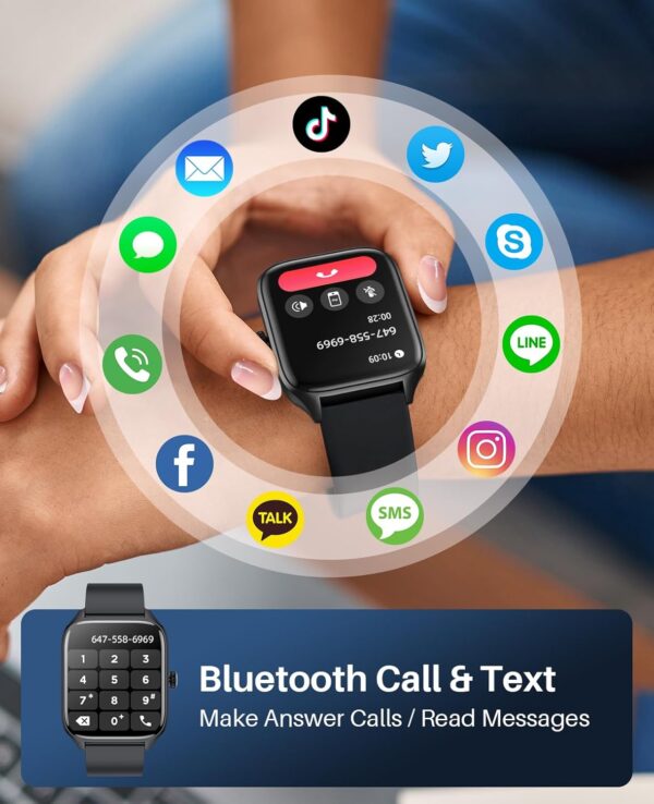 2024 Smart Watch with Bluetooth Call for Men Women, Activity Fitness Tracker with 1.96" HD Touch Screen, Blood Pressure Blood Oxygen Heart Rate Sleep Monitor Pedometer for Android iPhone - Image 4