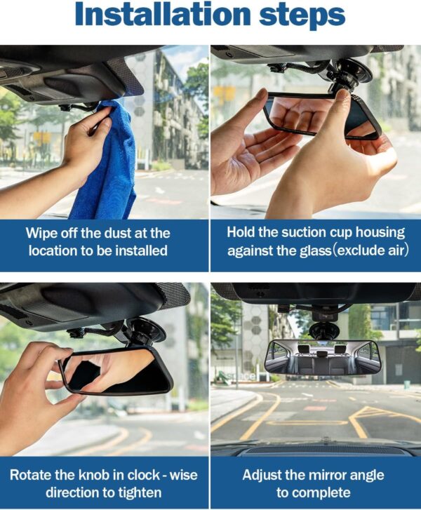 JoyTutus Rear View Mirror for Driving Test, Universal Car Inside Mirrors, Driving Instructor Learner Examiner Mirror with Suction Cup, Car Rearview Mirror for Driving Test & Lesson (200 X 60mm) - Image 6