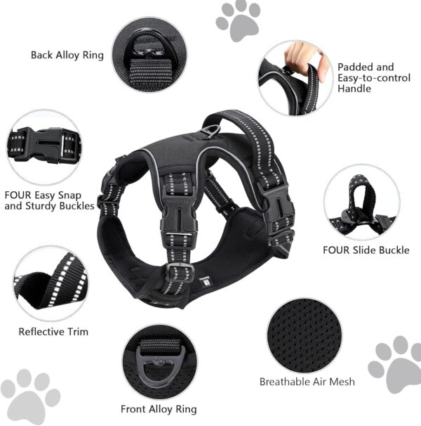 Dog Harness, Dog Harness for Small Medium Large Dogs No Pull Adjustable Padded Reflective Harness with Handle for Walking Training - Image 6