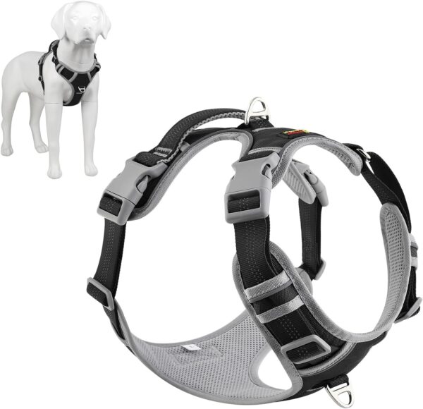 Plutus Pet No Pull Dog Harness, Release At Neck, Reflective Adjustable Dog Vest Harness, Easy Control Handle for Walking, for Small Medium Large Dogs, Black, M - Image 2