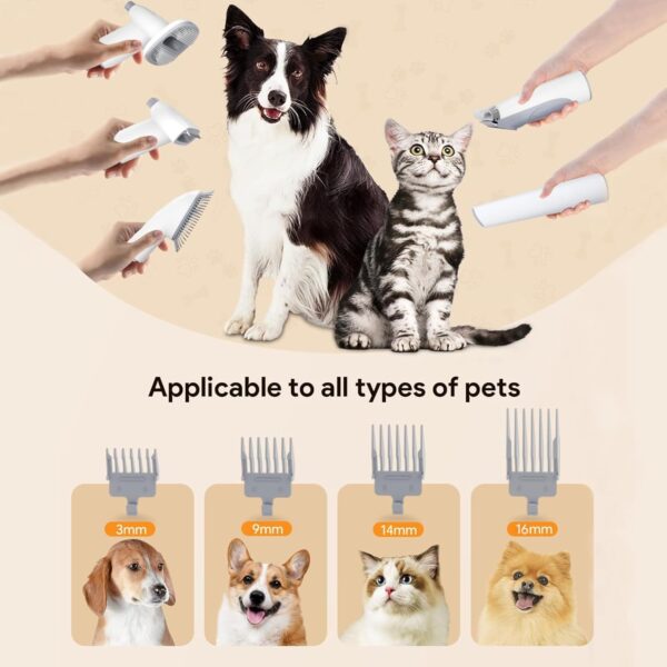 PJDDP Pet Grooming Kit & Vacuum Suction Pet Hair, Dog Grooming Kit for Shedding Pet Hair Low Noise,Professional Grooming Clippers with 5 Grooming Tools for Dogs Cats and Other Animals - Image 3