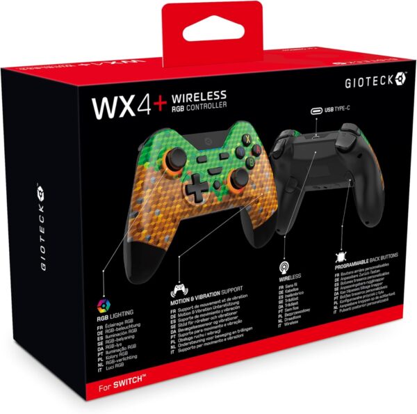 WX4+ Wireless Controller for Nintendo Switch - Cubes - with Customisable RGB Lighting and Programmable Back Buttons - Bluetooth Compatible - Image 6