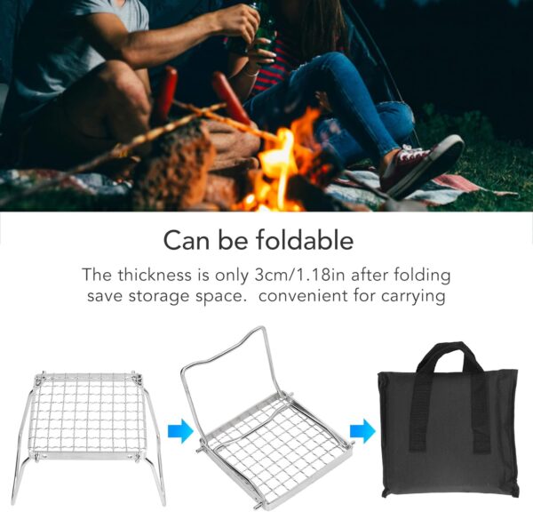 Serlium Portable Campfire Grill, Mini Folding Stainless Steel Camping Grill for Outdoor, Silver - Image 5
