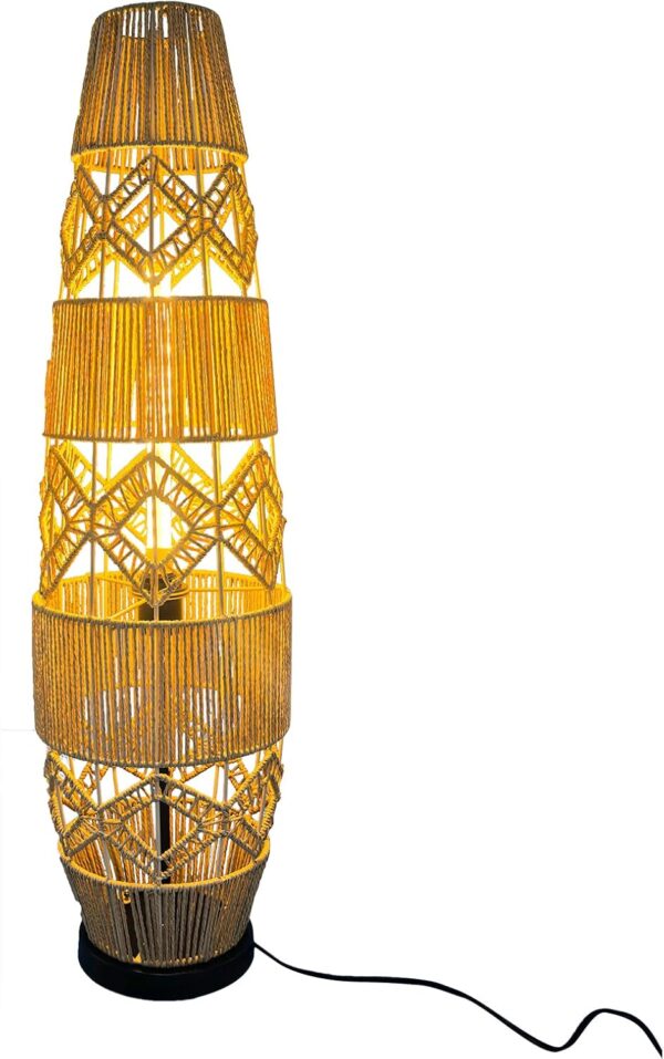 LUVODI Woven Rattan Floor Lamp: 93cm Tall Hand-Woven Free Standing Floor Lamp Night Light with Led Light Bar, Corner Floor Lamp for Reading, Living Room, Tea Room - Image 2