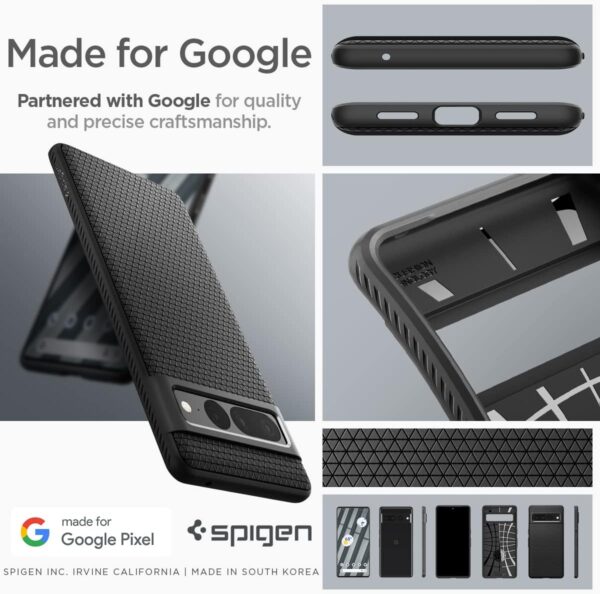 Spigen Liquid Air Case Compatible with Google Pixel 7 Pro - Matte Black - Image 8