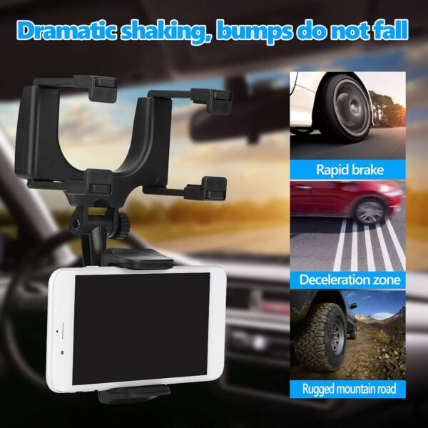 Cocoarm Car Rear View Mirror Phone Holder 360 Degree Rotation Universal Car Rear View Mirror Mount Phone Holder for Most Phones Within 5-9cm, Two-Layer Reinforced Silicone Fixture - Image 3