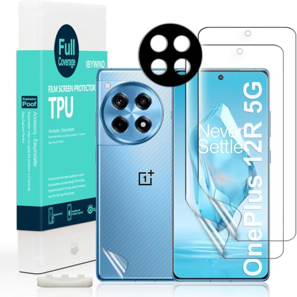Ibywind 2 Pcs Screen Protector For OnePlus 12R 5G 6.78",Flexible TPU Film,With 1Pc Camera Lens Protector,1Pc Back Film,Bubble Free,Easy To Install - Image 2