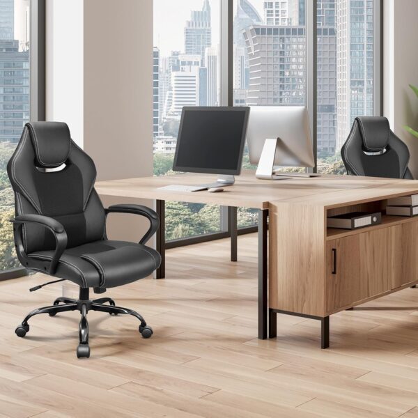 Office Chair, Ergonomic Computer Chair for Home Gaming Business, Adjustable Height Durable Comfy Executive Chairs, 150kg Black - Image 3