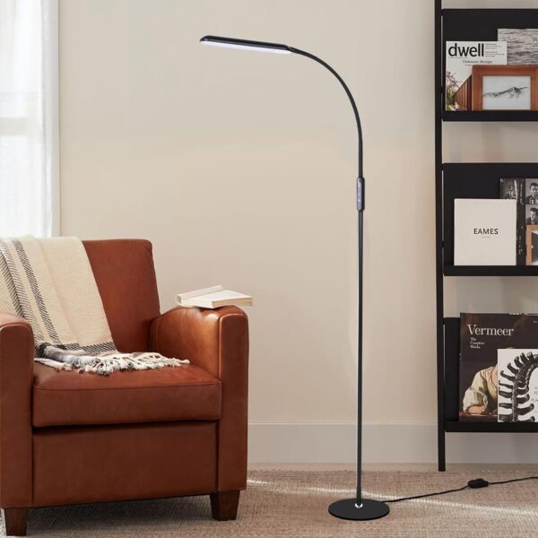 KOOSREEL LED Floor Lamp, 12W Reading Standing Lamps with 5 Color Temperature & 5 Brightness Levels, Dimmable Floor Lamp with Touch Control for Living Room, Bedroom,Gooseneck Height Adjustable,Black - Image 9