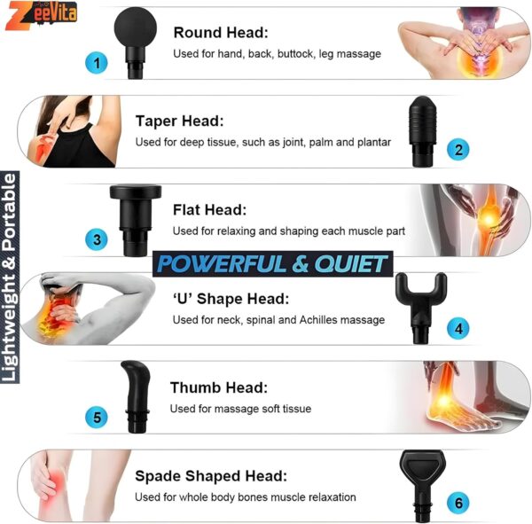 Powerful Massage Gun Deep Tissue with Case, 2025 LCD Portable Muscle Percussion Massager with 30 Speeds for Pain Relief, Handheld Massager with 6 Heads for Shoulder Back Body Neck Arm Legs Relaxation - Image 4