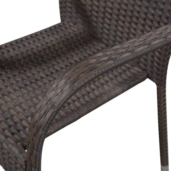 Outdoor Patio Dining Set Weatherproof Oval Table and Chairs 5 Piece Solid Wood Furniture Brown Poly Rattan - Image 6