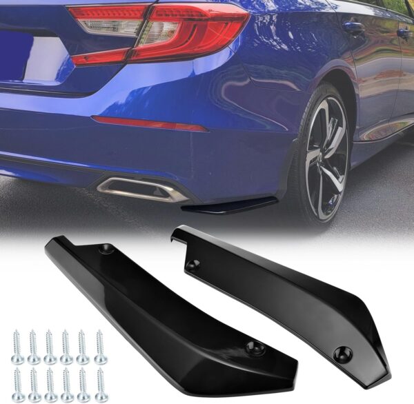 Rear Bumper Lip Splitter, Universal Car Modified Rear Bumper Canard，Diffuser Spoiler Lip Splitter Fins Protector, 1 Pair（Glossy Black） - Image 2